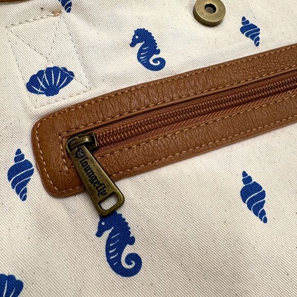 Disney x Loungefly Heart Logo Little Mermaid Ariel Bleached Canvas Denim Tote - Picture 9 of 14